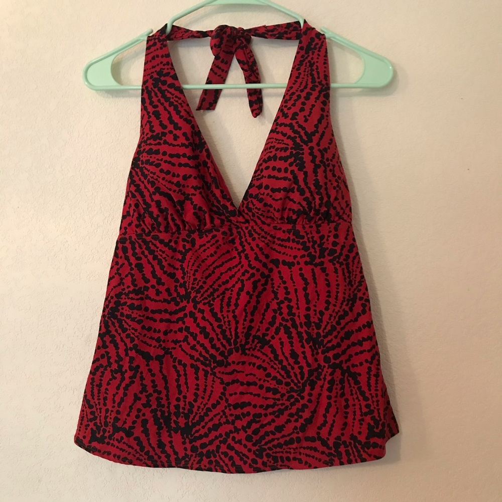 Jantzen Red & Black Swim Halter Takini Size 12
